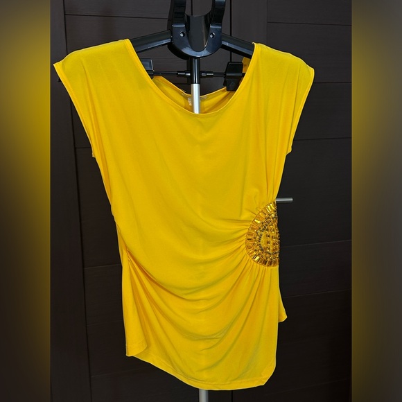 Sunshine Yellow Women's Blouse with Embellishments - Picture 4 of 10